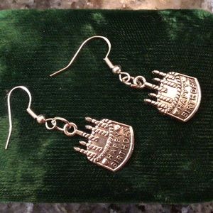 Happy Birthday cake earrings silver 925 handmade